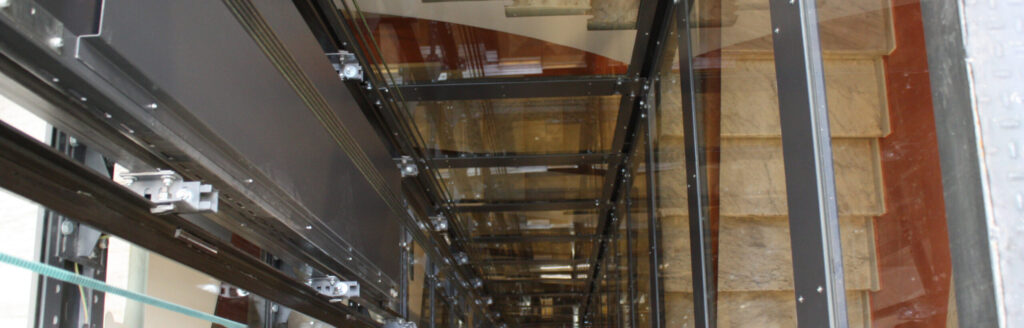 The inside of a lift shaft